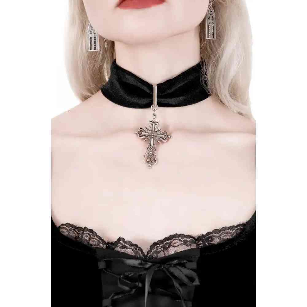 Restyle - Eternal Night Choker - Black/Silver coloured